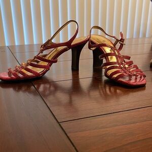 Fuchsia Strappy Slingback Heels - Women